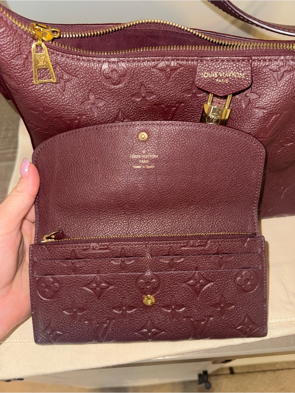 LOUIS VUITTON Authentic Sac Sport Purse PLUS Wallet & Coin Purse - Red/Wine - Picture 10 of 16
